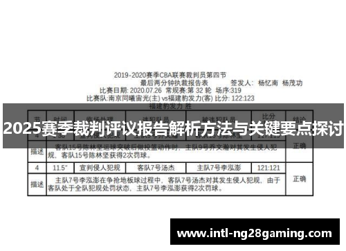 2025赛季裁判评议报告解析方法与关键要点探讨