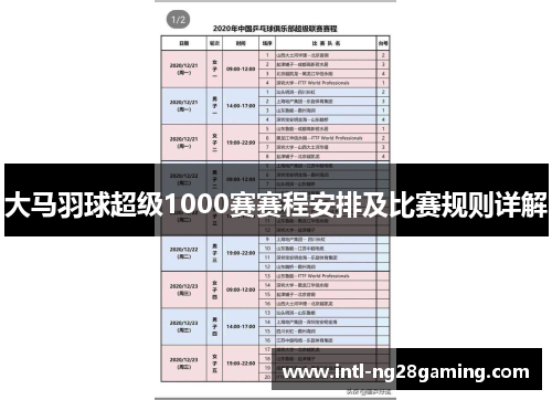 大马羽球超级1000赛赛程安排及比赛规则详解