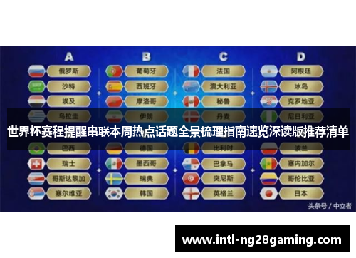 世界杯赛程提醒串联本周热点话题全景梳理指南速览深读版推荐清单